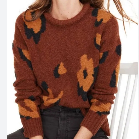 Wishlist Sweaters - Wishlist rust yellow black daisy floral sweater s / m